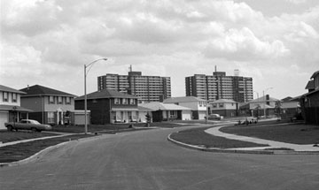 North York suburbs with high-rise apartments in background. City of Toronto Archives, Fonds 217.