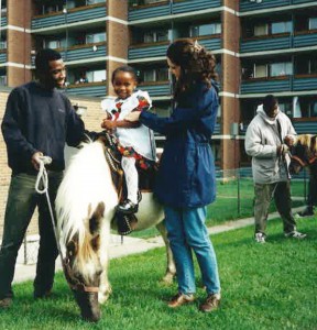 Horse riding - Jennifer (right) pictured with her husband Olu, left.
